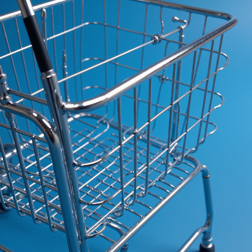 电商平台标志,购物车和商品图标设计,绿色背景,电商零售行业形象