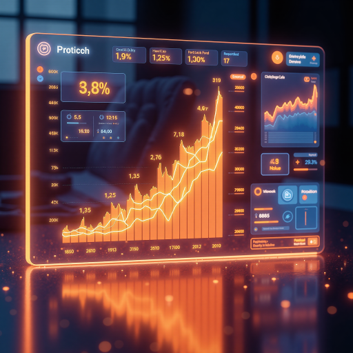 金融科技公司标志,现代化金融图标设计,蓝色背景,专业金融服务形象