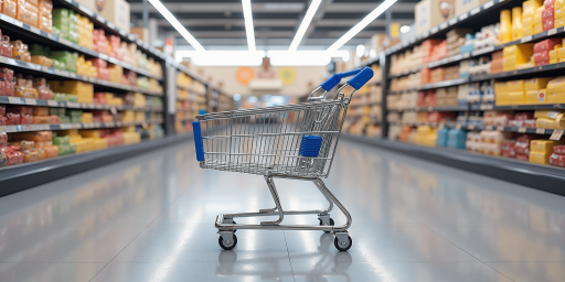 连锁零售品牌标志,红色购物图标,零售行业形象,零售业代表